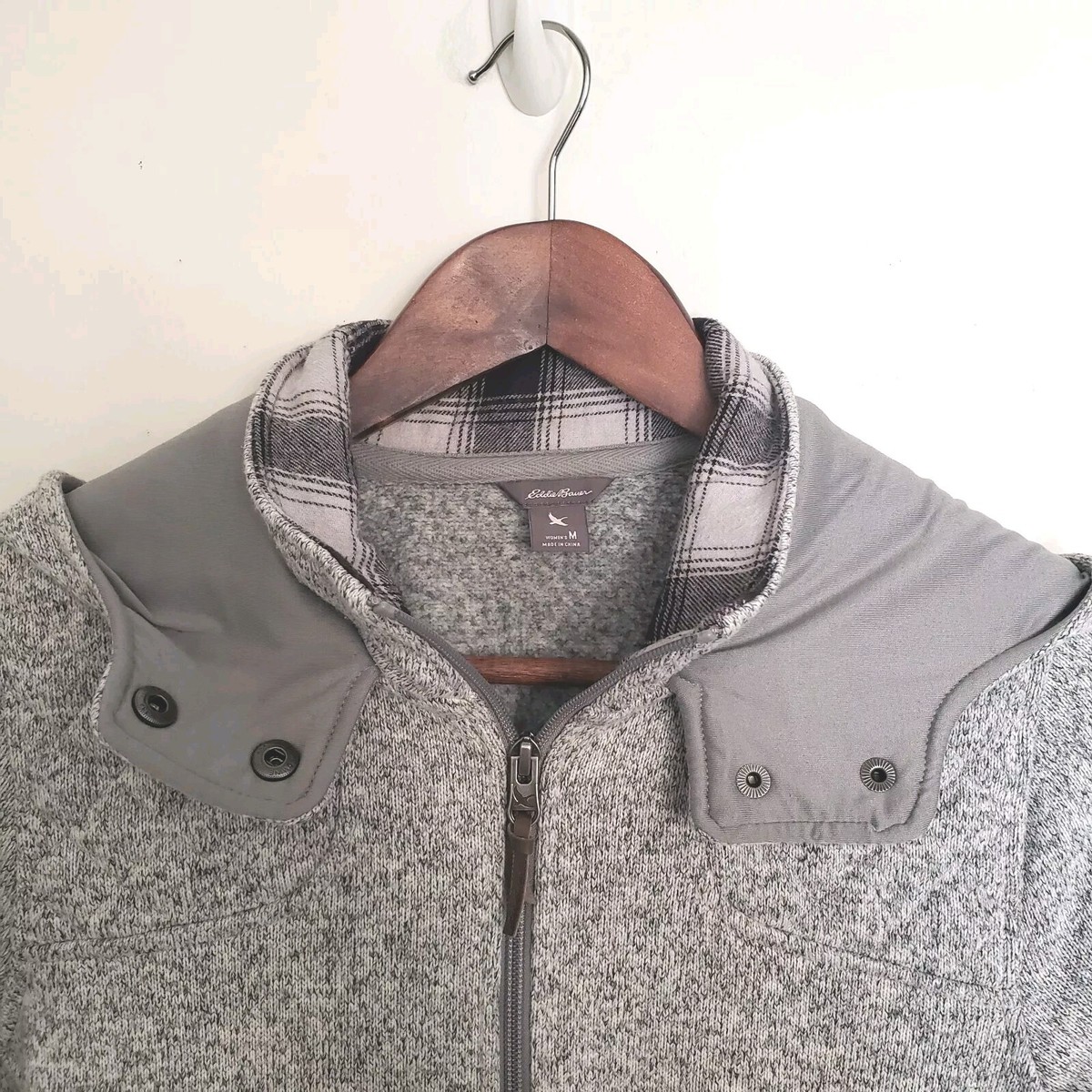 Pull Polaire Eddie Bauer Femme – Gris Chiné – Taille XL – 1/4 Zip – Occasion Parfait état