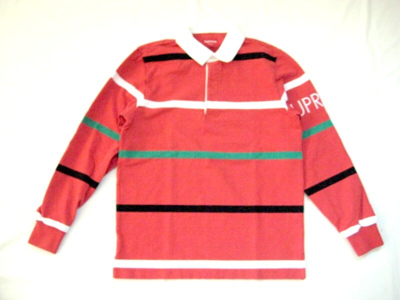 M)2016 Supreme Striped Rugby Red | eBay