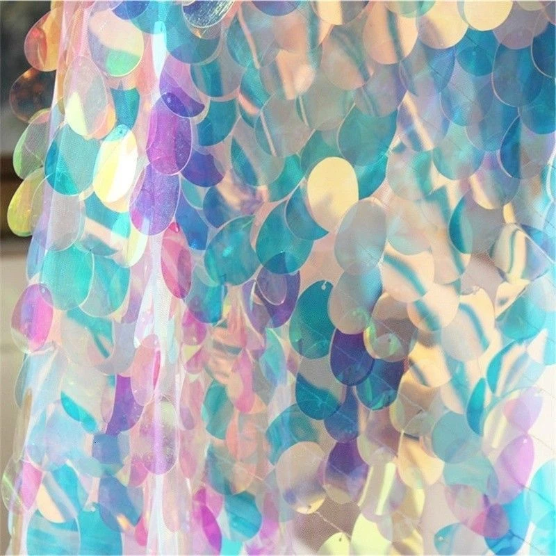 Laser Sequin Fabric Bling Shiny Mermaid Scale Wedding DIY Backdrop Glitter Craft - Image 3 of 4