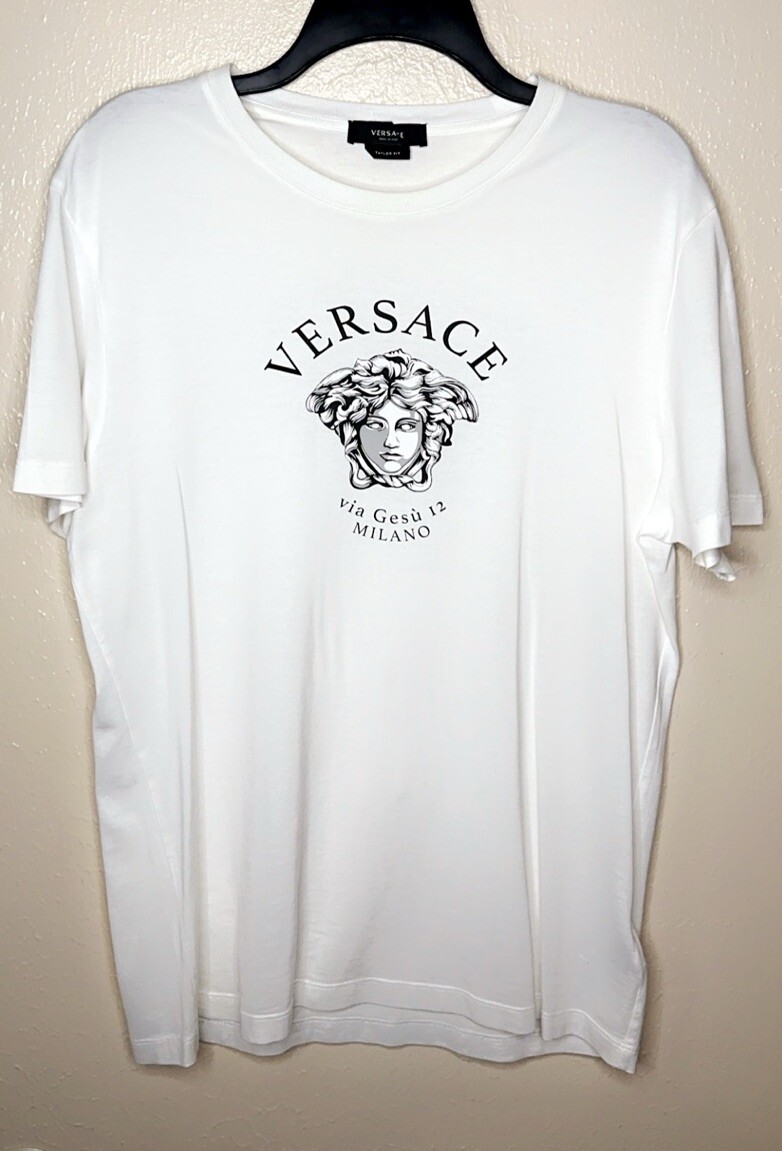 【関税&送料込】Versace Light Blue Cotton T-Shirt Versace Men's XL T-Shirt