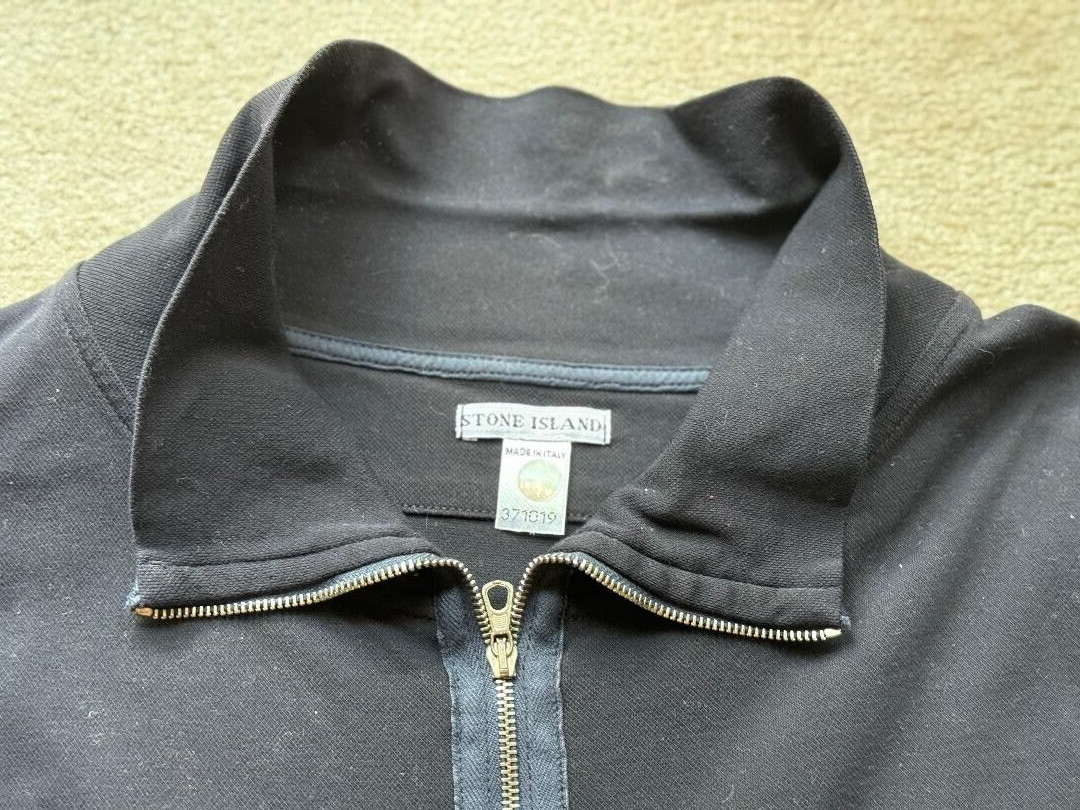 VTG Stone Island 1/4 zip pullover jumper Midnight Blue rare 100percent cotton xxl logo