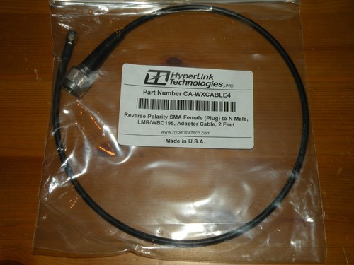Hyperlink Technologies Reverse Polarity SMA Female Plug-N Male 2' Adapter Cable - Picture 1 of 6