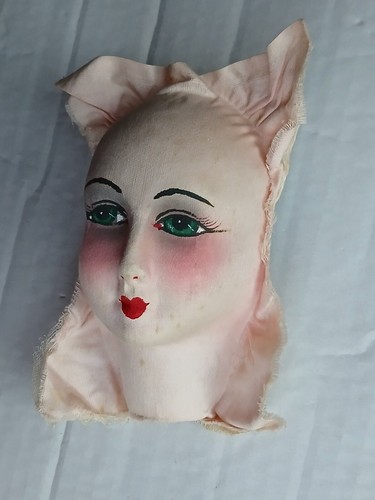 French Paris Boudoir Doll Mask Head Hand Painted Doll Face with Label 1920s #332 - Picture 6 of 11