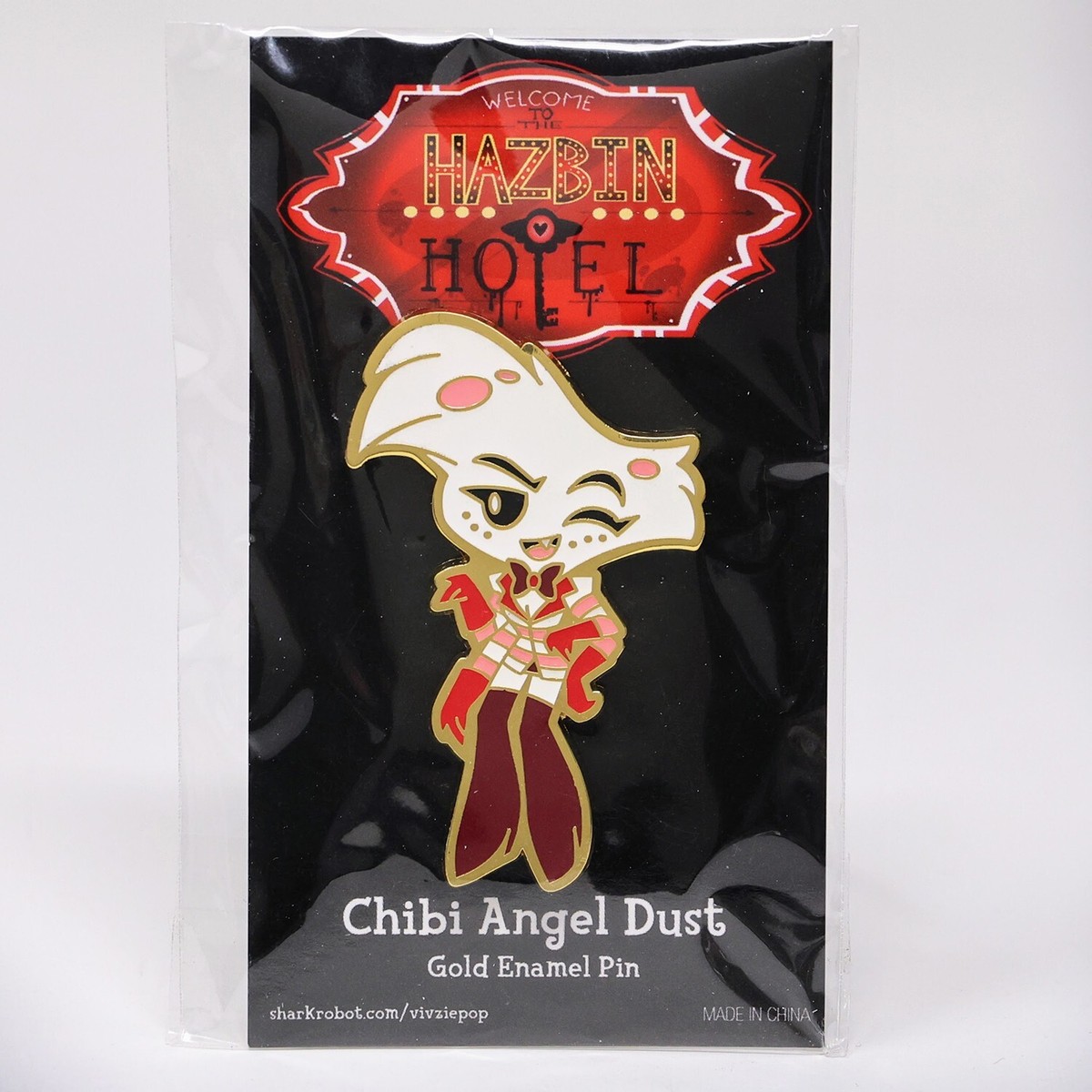 Hazbin Hotel Chibi Angel Dust Gold Enamel Pin Official Vivziepop