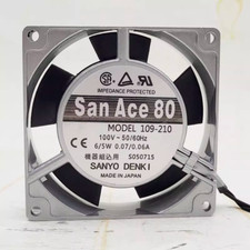 1 PCS Sanyo Fan model 109-210 AC100V 8020 8CM 2 wire aluminum frame fan F