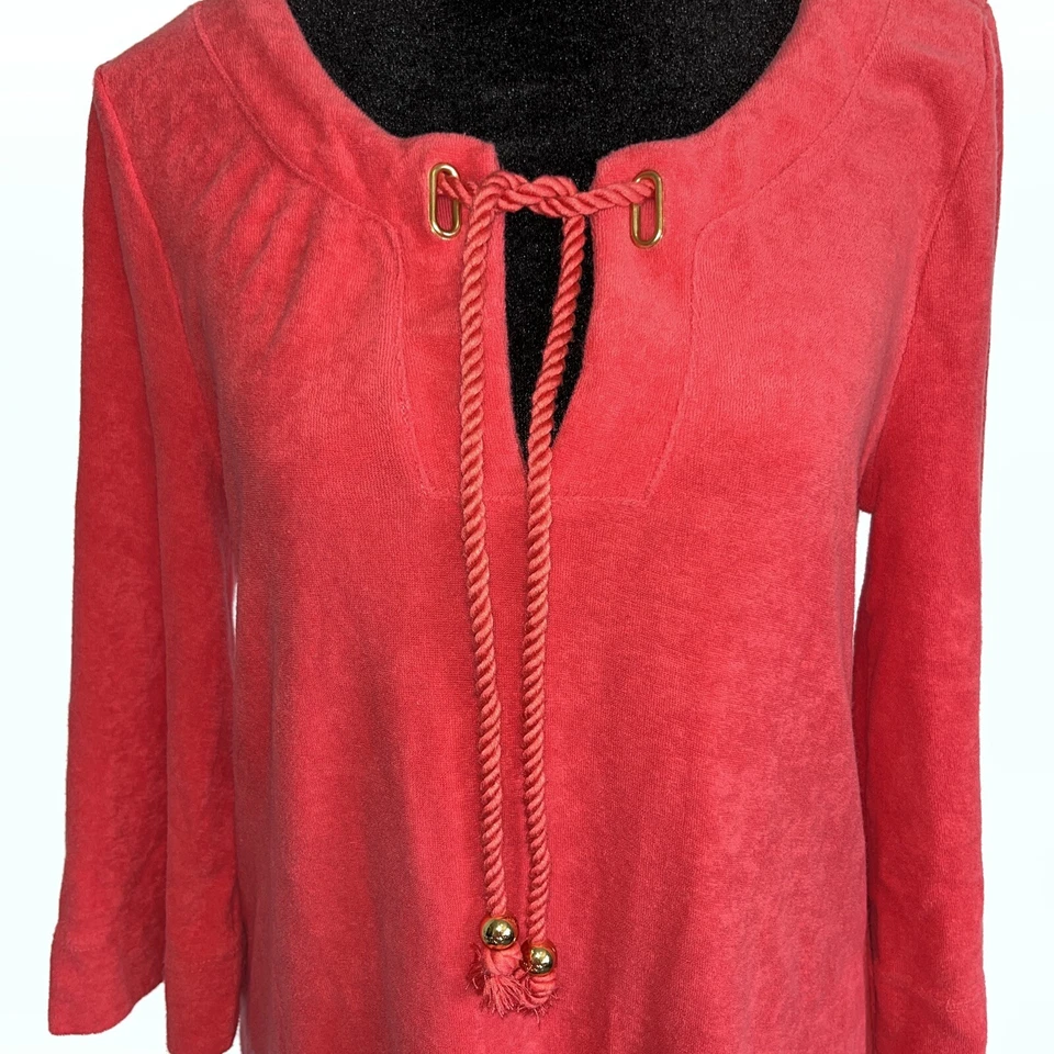 Juicy Couture M Coral Vintage French Terry Luxury Mini Dress Beach Coverup Sexy! - Image 3 of 4