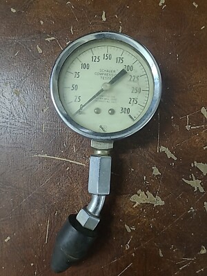 Vintage Schauer Compression Tester Gauge 0-300 psi. USA Made TOOL