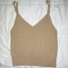 Abercombie Fitch Tank Top Ribbed Knit Tan Crop Top Size Large