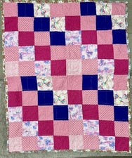 Vintage Quilt Crib Toddler Size Hand Quilted Patchwork 34x42 Unicorns