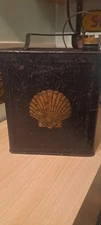 A Original and Vintage Shell Clam Petroleum Can with Original Castel Cap