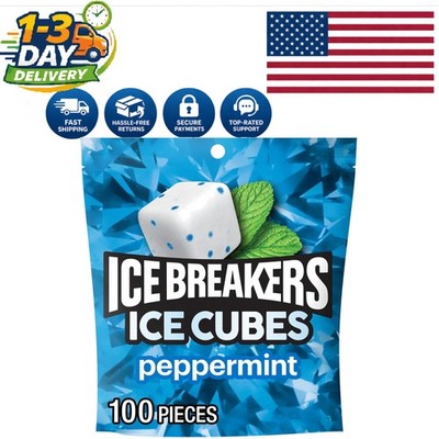 8.11 oz PACK of ICE CUBES Sugar-Free Peppermint Gum - 100 Convenient Cubes