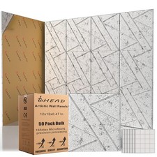 50 Pack Bulk Self-Adhesive Soundproof Wall Panels, 12 x 12 x 50 Pack, Gray