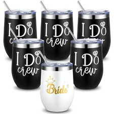 6 Pcs Bridesmaid Wine Tumblers I Do Crew and Bride Bachelorette Party Tumbler...