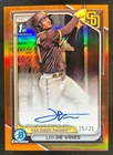 2024 Bowman Chrome Leo De Vries Auto Orange Refractor 1st Prospect #/25 Padres