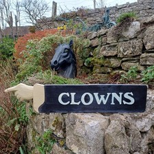 Clowns Hand Painted Fairground Sign. Circus Sign, Man Cave, Garage, Vintage Look