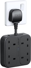 JSVER Extension Lead with 4 USB Ports Plug Extension with 4 Outlets (3250W) and