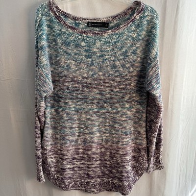 NY&C New York & Company Marled Knit Sweater Teal Purple Long Sleeve Women s L