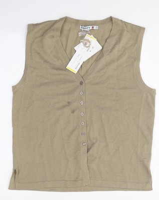 Poppy Damen Beige Polyester Basic Knopfleiste Größe 16 V-Ausschnitt