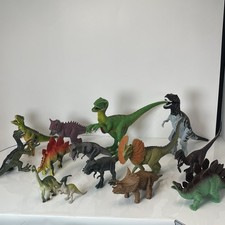 Dinosaur Toy Figures Mixed Brands Sizes Plastic Prehistoric Animals Lot Of 14