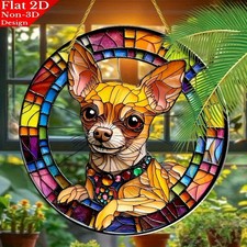 Chihuahua Dog Acrylic Suncatcher Stained Glass Look - SALE HELPS DOGS  CATS 