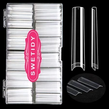 No C Curve 3XL Long Square Nail Tips for Acrylic Nails Professional,  360PCS Cle