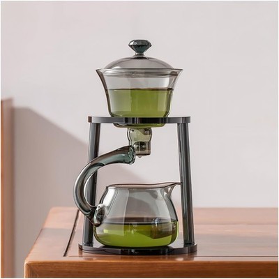 Lazy Kung Fu Glass Magnetic Tea Set, Semi Automatic Drip TeaPot, Heat Resistant