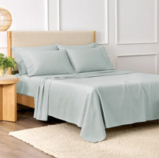 Purely Organic 300 TC 6 PC 100 Turkish Organic Cotton King Sheet Set Blue