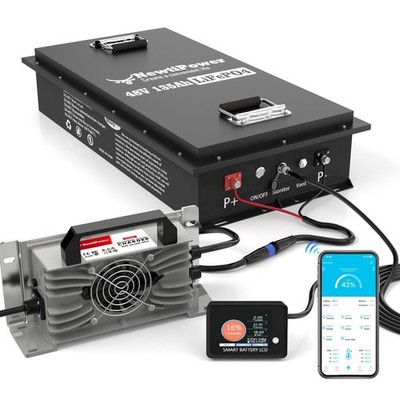 48V 135Ah Golf Cart Lithium LiFePO4 Battery  6912Wh 200A BMS Solar UV Off-Grid