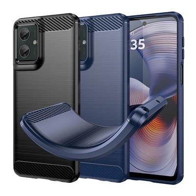 TPU Hülle für Motorola Moto G55 Carbon Fiber Skin Brushed Schutzcover Soft Case