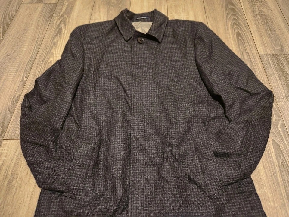 Abrigo Coche CLÁSICO CHARLES TYRWHITT 100% Lana Cuadros 38R Negro Gris Inglaterra  Foto 4 de 4