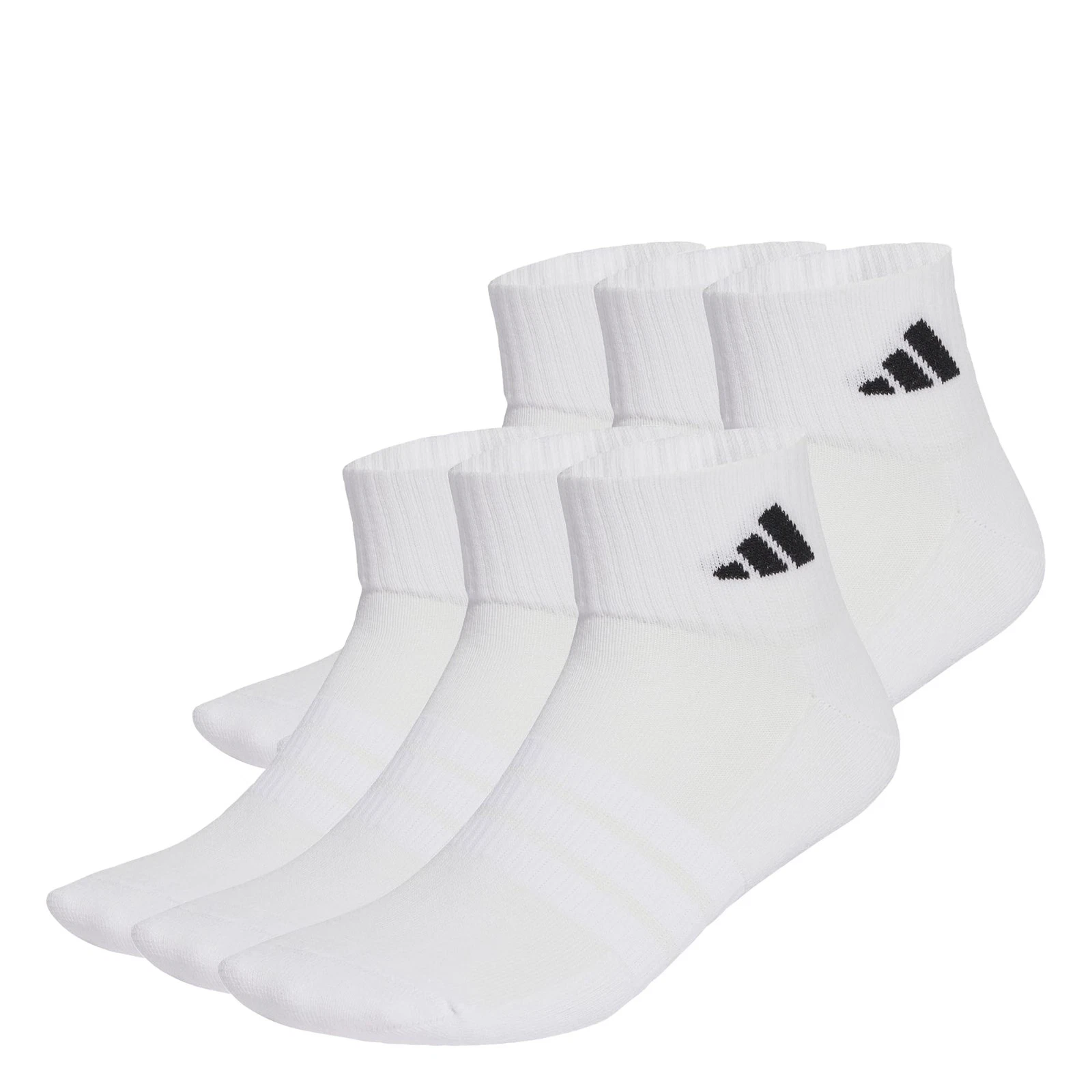 adidas Unisex Cushioned Essentials Ankle Socks 6 8.5-10, white/white/black