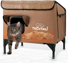 Heated Outdoor Cat House for outside Winter, Insulated Weatherproof Feral Cat Ho