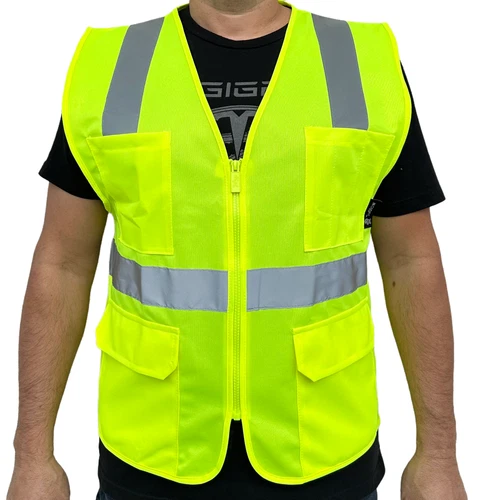 Crew Yellow  High Visibility Safety Vest With 6 Pockets - product listing photo