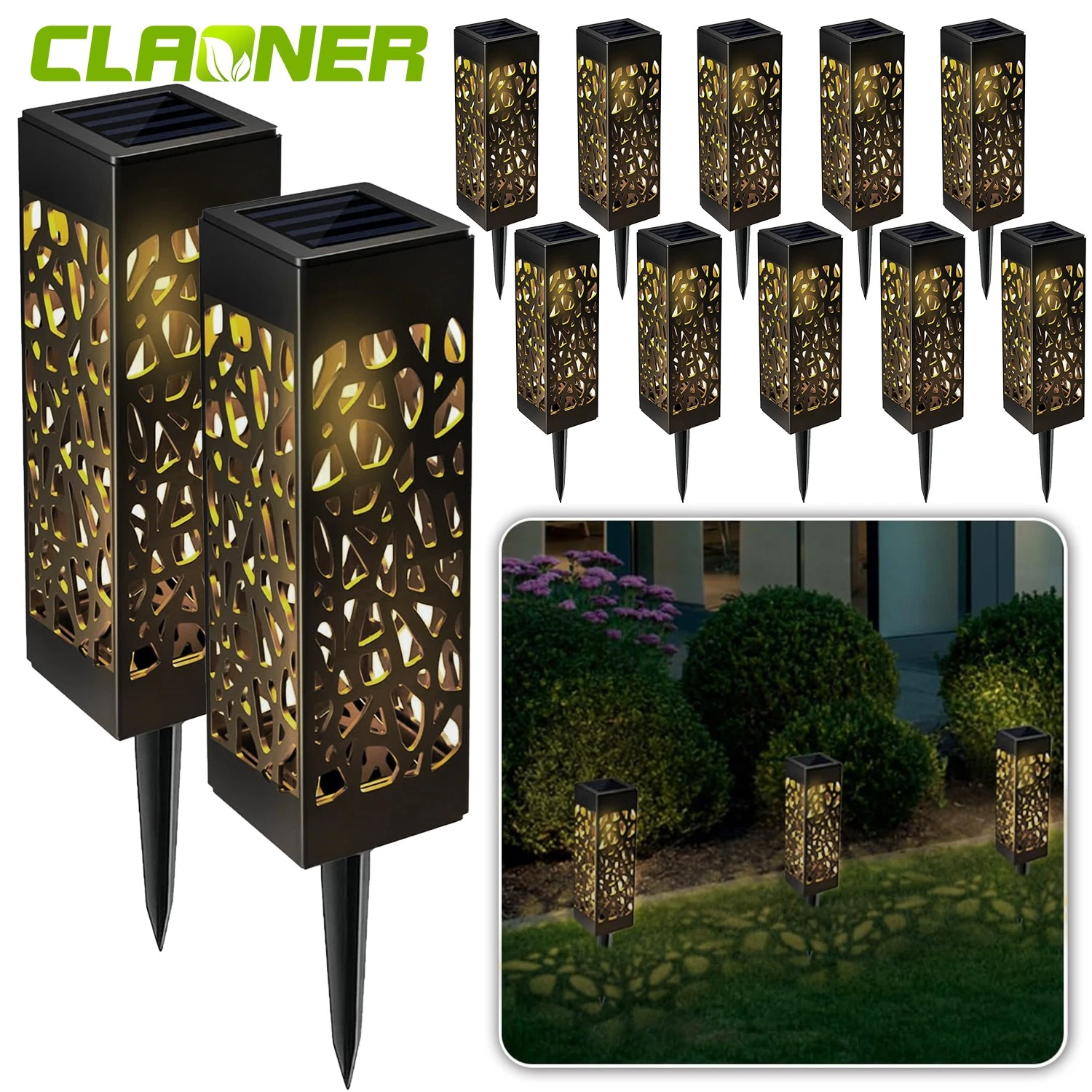 12 Pack Solar Garden Lights Outdoor Waterproof Pathway LED Lights Landscape Yard