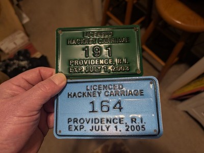 A++ MINT 2005 RHODE ISLAND HACKNEY CARRIAGE LICENSE PLATES 165 & MINT 2003 # 191