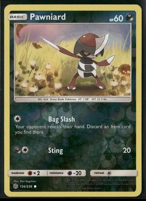 Pawniard #134/236 Sun & Moon - Cosmic Eclipse 2019 Reverse Holo NM Pokemon TCG