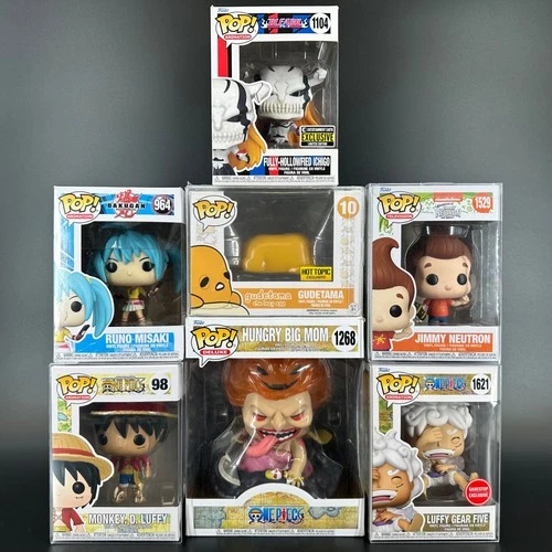 Funko Pop Lot of 7 One Piece Bleach  Bakugan Luffy Gudetama Jimmy Neutron Anime