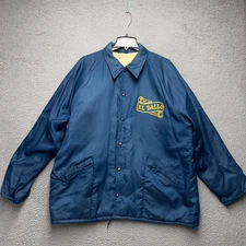 El Dallo Jacket Mens XL Blue Snap Front Sherpa Lined Retro 80s 90s Vintage