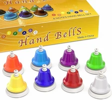 Facmogu Desk Bells, 8 Notes Diatonic Metal Hand Rainbow Bells 
