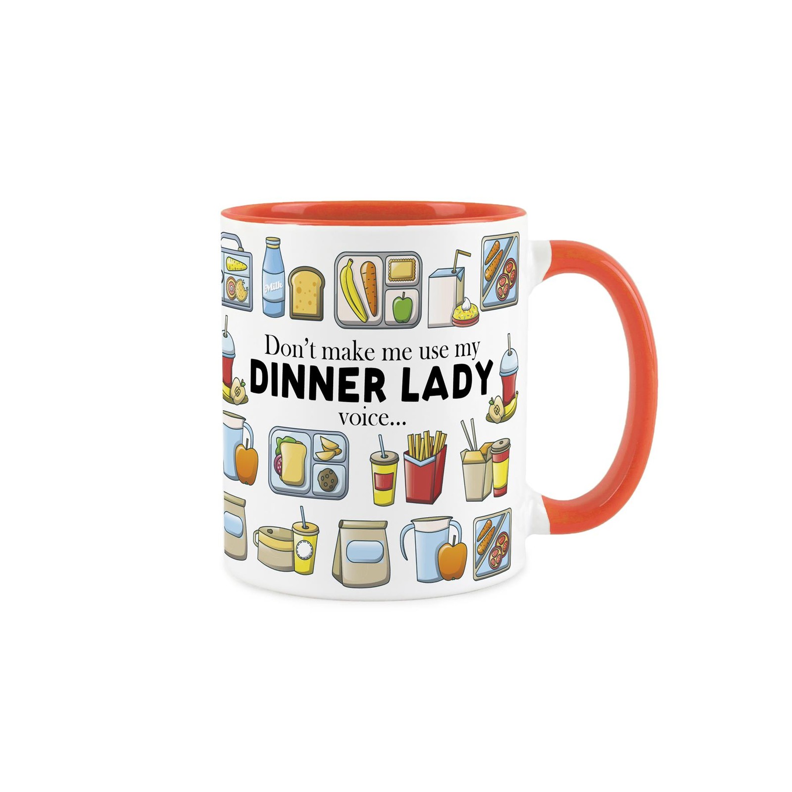 Dinner Lady Mug - Novelty School Lunch Staff Orange Ceramic Mug Gift