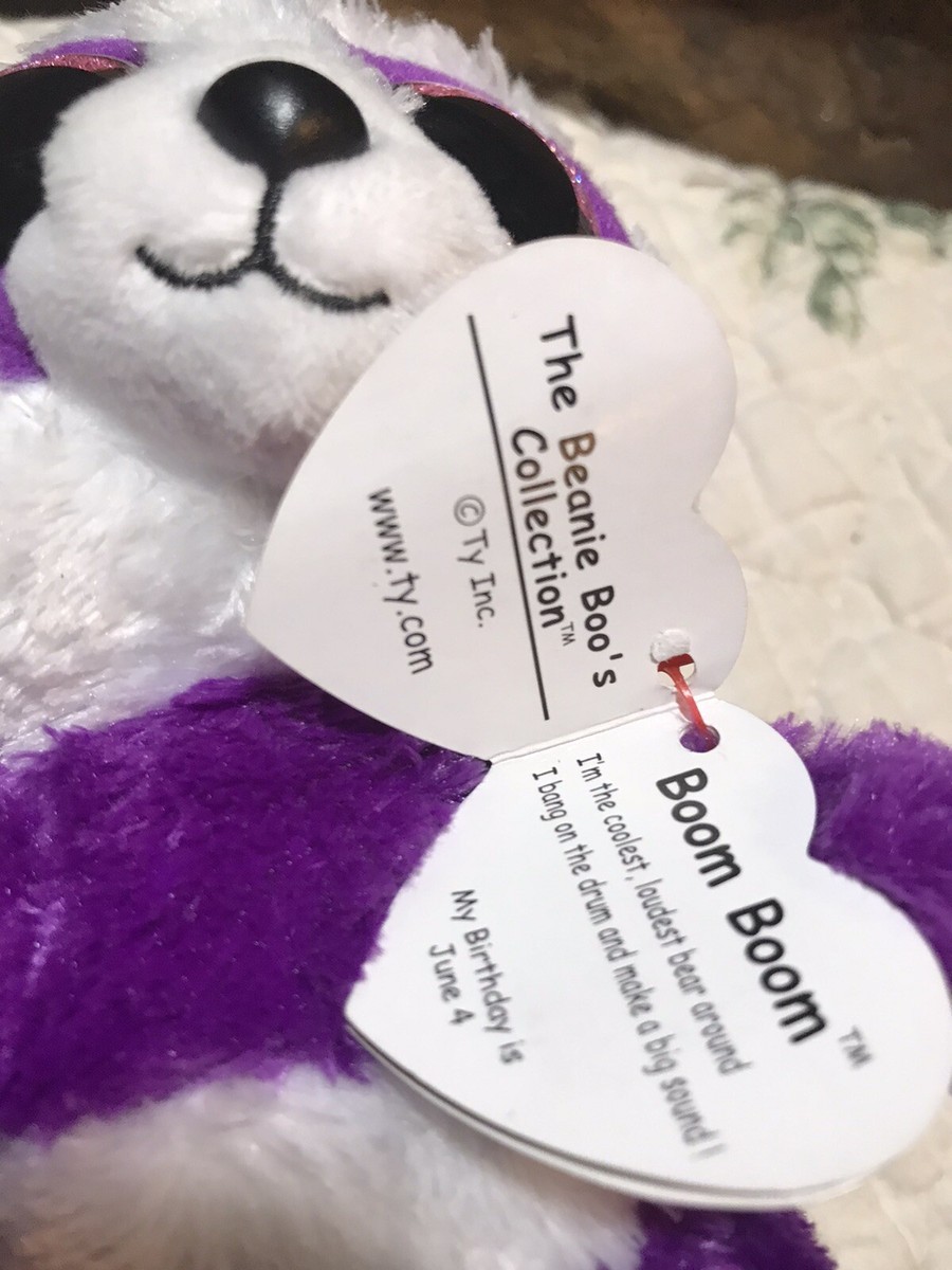 Beanie Baby Purple Panda Plush Boom Boom Ty Beanie Boo Collection