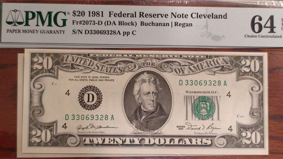 THREE CONSECUTIVE 1981 PMG CHOICE UNC 64 EPQ TWENTY DOLLAR CLEVELAND NOTES BILLS - Image 3 of 4