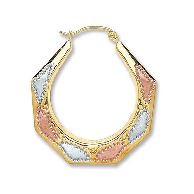 Jaune Blanc & or Rose Boucles D'Oreilles Or 30mm