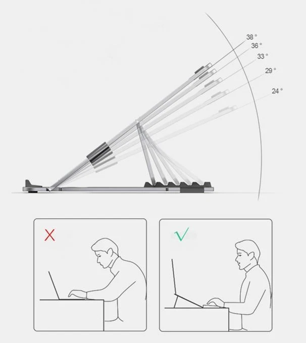 TIAM Laptop Stand, Adjustable Aluminium Ergonomic Flexible Folding laptop stand - Image 3 of 4