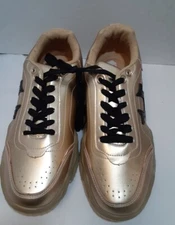 True Religion Men's Kendrick Gold FX Chunky Heel Sneakers Size 9.5 Without Box