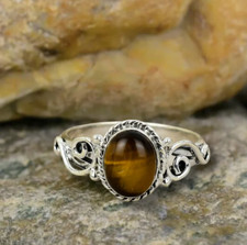 Tiger's Eye Ring Solid 925 Silver Handmade Statement Women Ring All Size SR542
