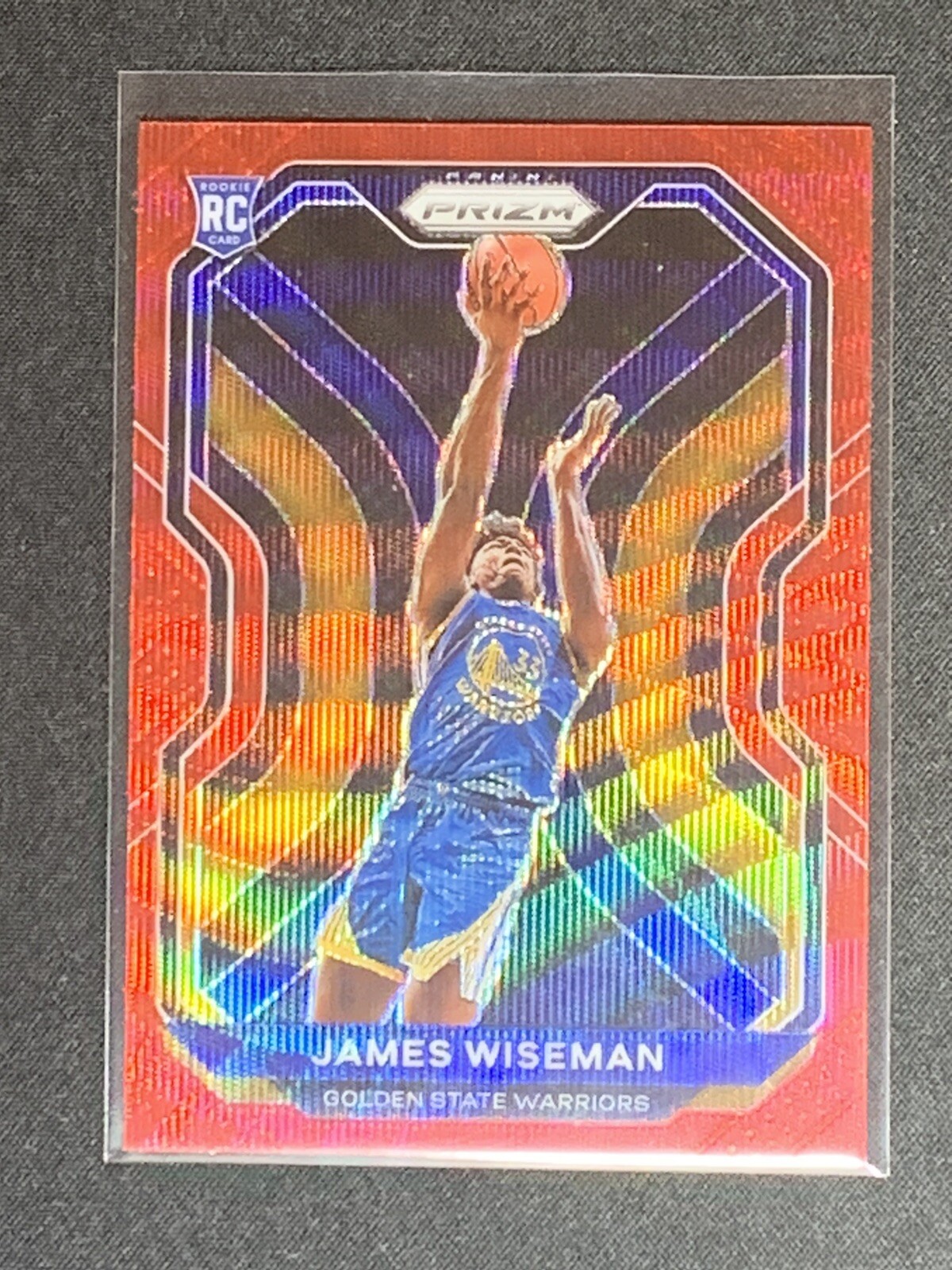 2020-21 Panini Prizm James Wiseman Red Wave Prizm Rookie RC #268 Pistons