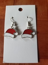Santa Hat Enamel Earrings Christmas Holiday Winter Drop Fashion Earrings