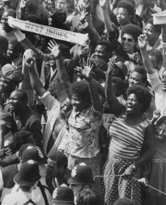 West Indies supporters celebrate their team's victory 1st Test- 1973 Old Photo