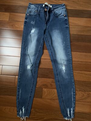Preowned- Primark Denim & Co. Distressed Stretch Skinny Jeans Size 6 Women s